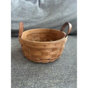 Longaberger Button Basket with Leather Handles 1993